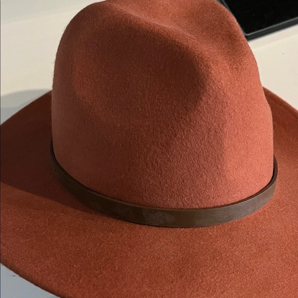Altar'd State Terracotta Wide-Brim Fedora Hat. 100% Wool Minimalist Quite Luxury